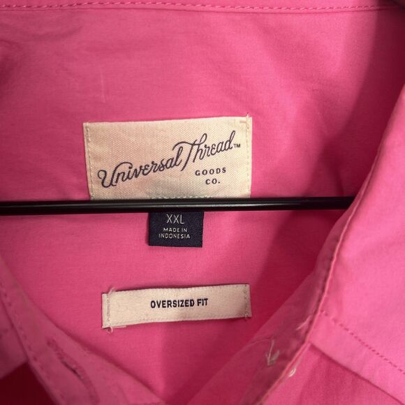 Universal Thread Shirt Womens XXL Button-Up Long Sleeve Oversized Pink Cotton - Picture 2 of 4